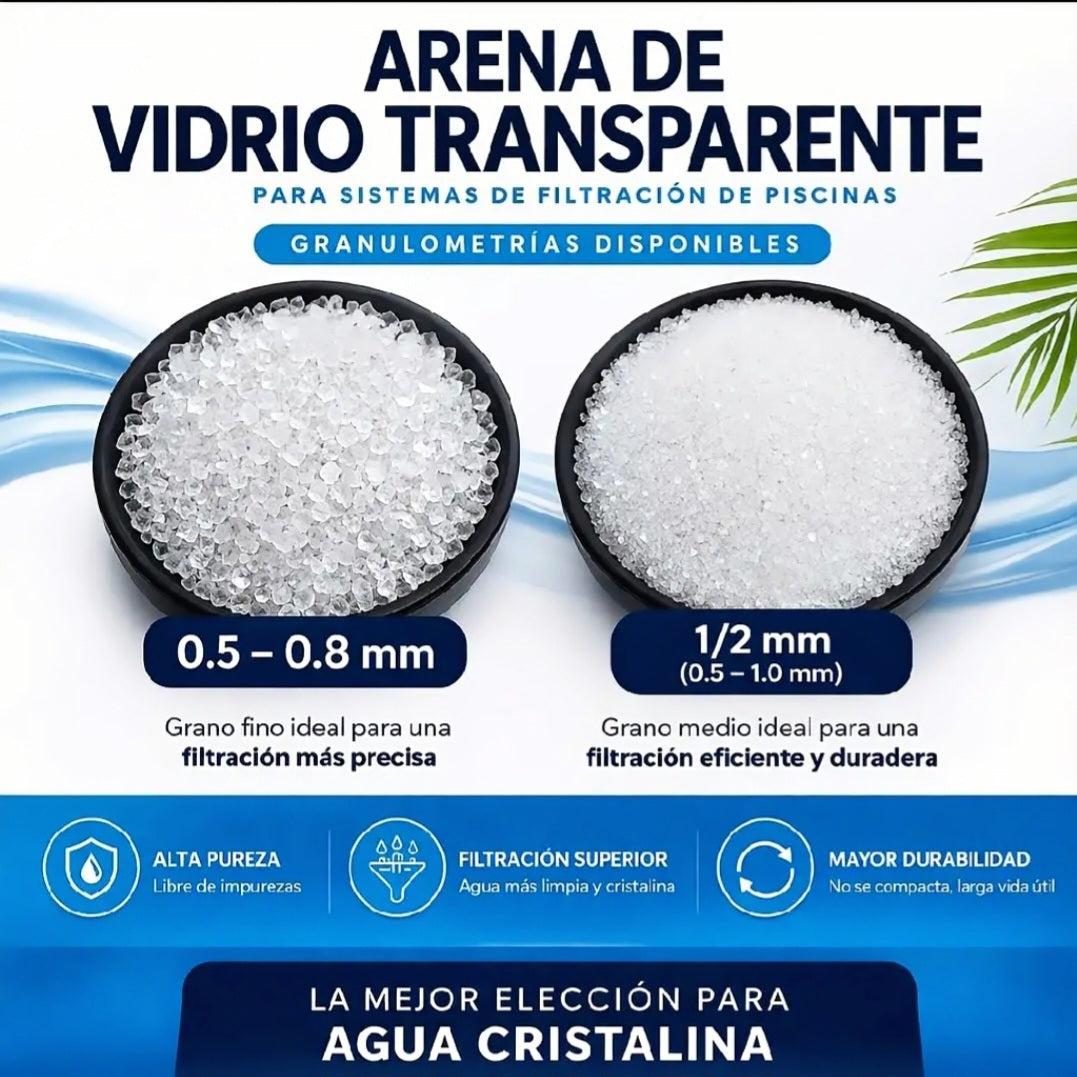 Vidrio Filtrante Premium para Filtros de Piscina - Bolsa 25kg