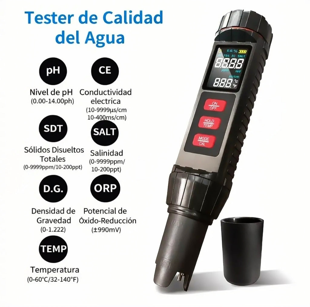 Medidor de pH digital 7 en 1