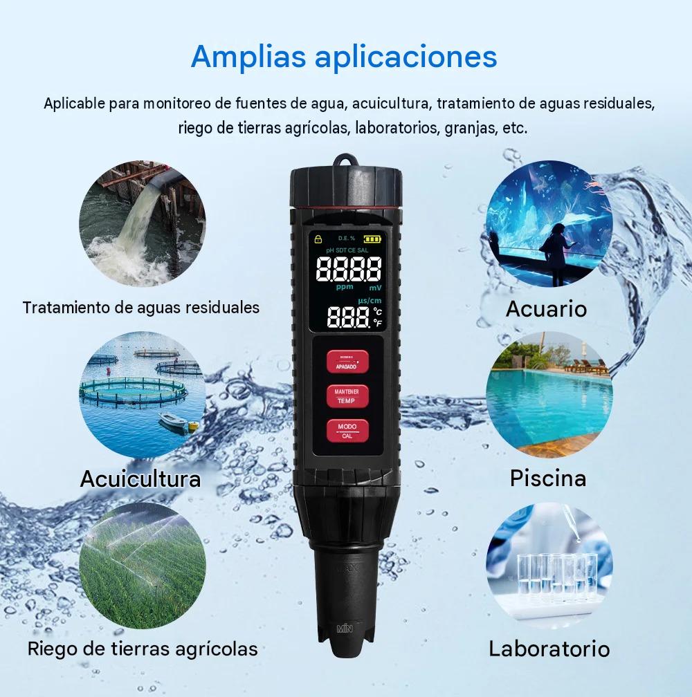 Medidor de pH digital 7 en 1  (pH, ORP, EC, TDS, Salinidad, S.G. y Temp)