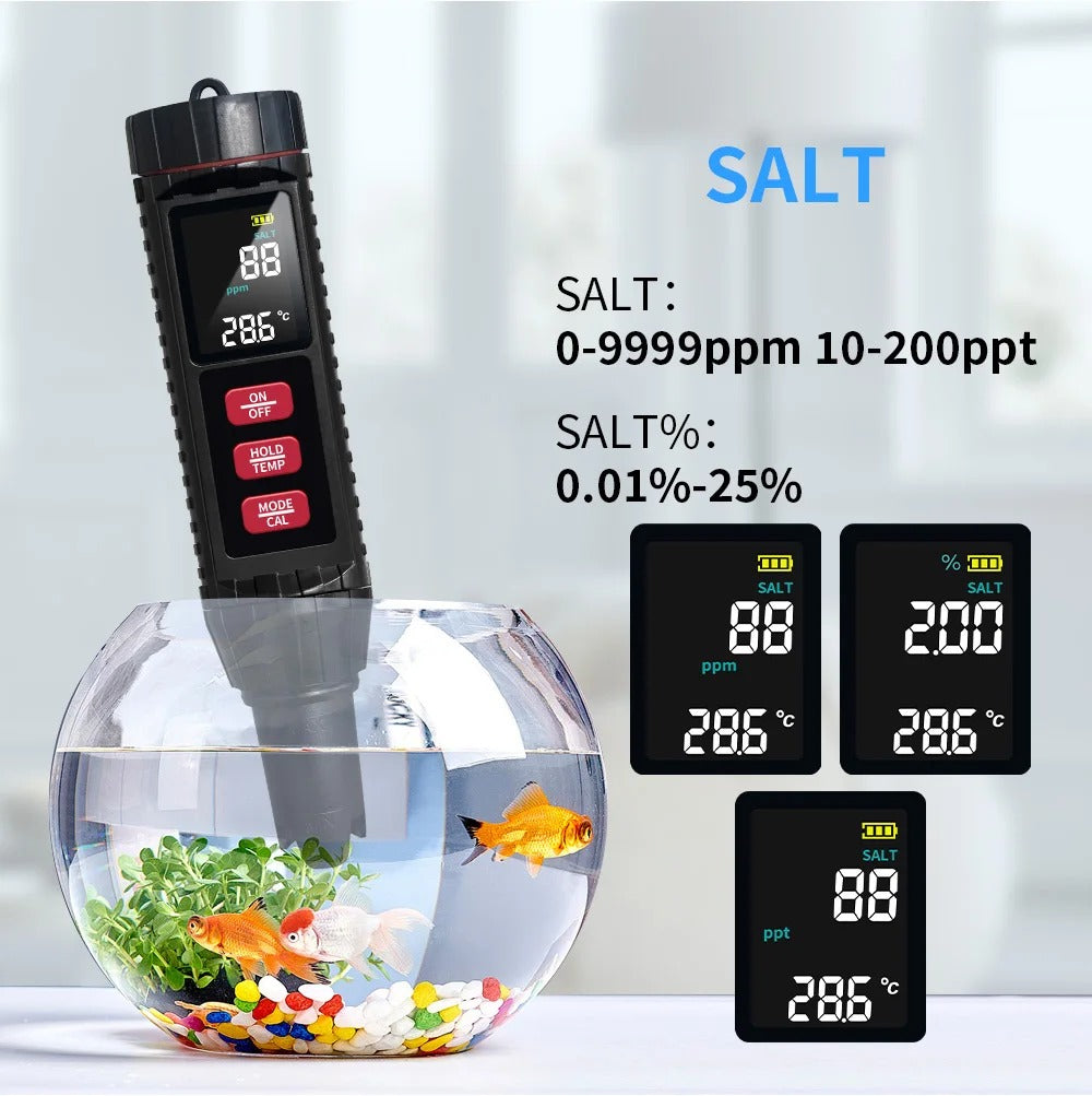 Medidor de pH digital 7 en 1  (pH, ORP, EC, TDS, Salinidad, S.G. y Temp)