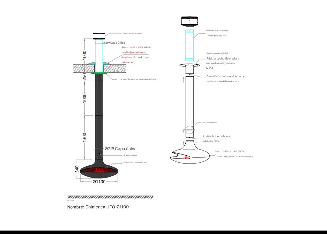 Chimenea - Estufa colgante a leña 110