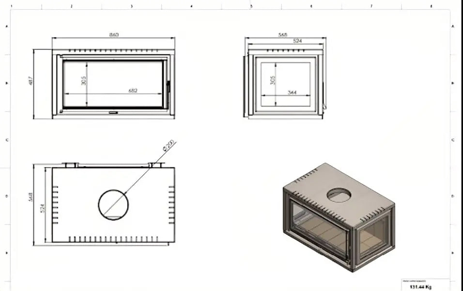 Estufa a Leña Louvre 860 TFEXP (con base o sin base)